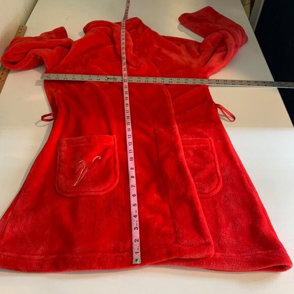 Victoria's Secret Robe Womens M Medium Red Plush Fuzzy Open Front Short *READ - Picture 13 of 16